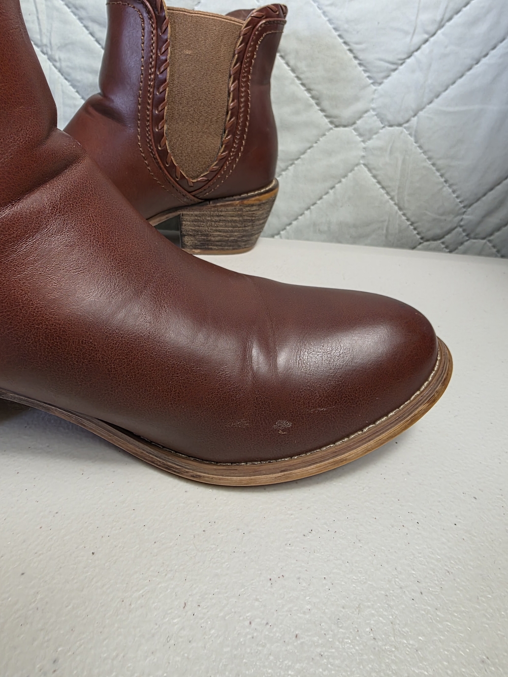 Women's Brown Leather Ankle Booties Sz 9 - Picture 7 of 11